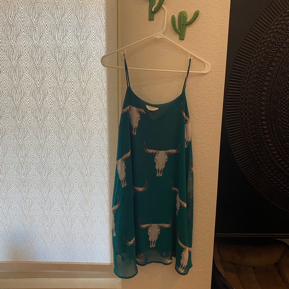Peach Love  Bull/ Cow Scull southwestern dress
